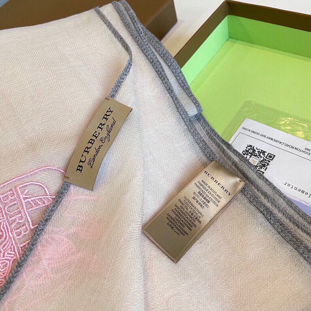 BURBERRY SCARF 200 CM IN LIGHT PINK MIX WHITE CASHMERE 407319