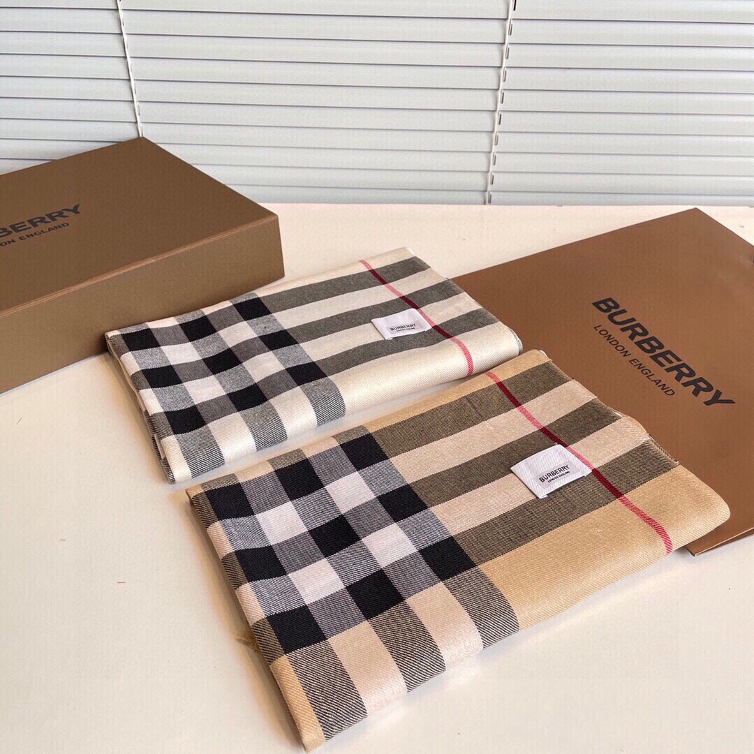 BURBERRY SCARF 200 CM IN BISQUE BEIGE MIX BLACK CASHMERE AND SILK 410307