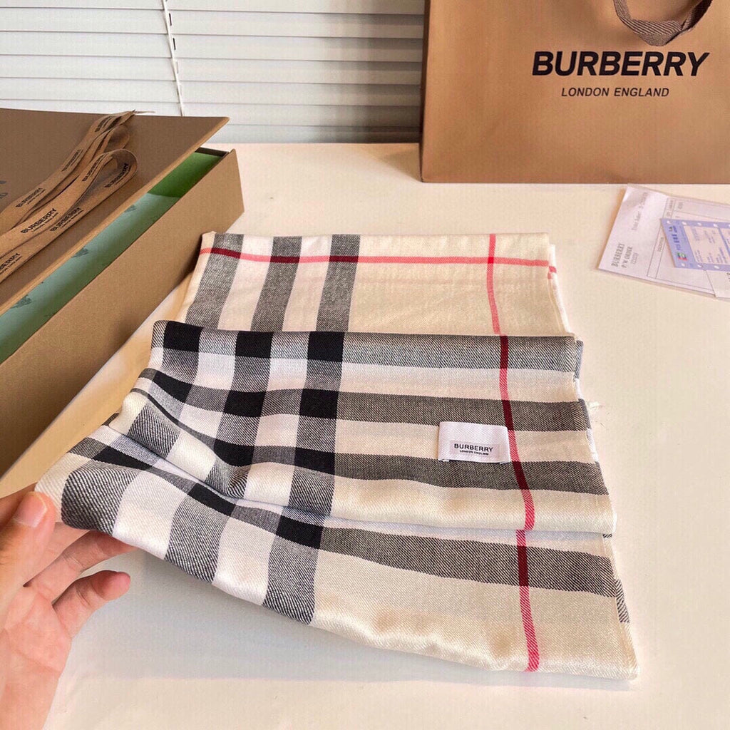 BURBERRY SCARF 200 CM IN BISQUE BEIGE MIX BLACK CASHMERE AND SILK 410307