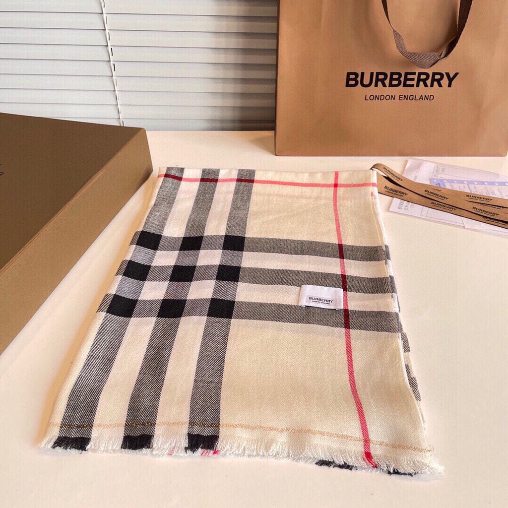 BURBERRY SCARF 200 CM IN BISQUE BEIGE MIX BLACK CASHMERE AND SILK 410307