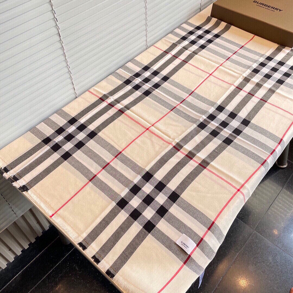 BURBERRY SCARF 200 CM IN BISQUE BEIGE MIX BLACK CASHMERE AND SILK 410307