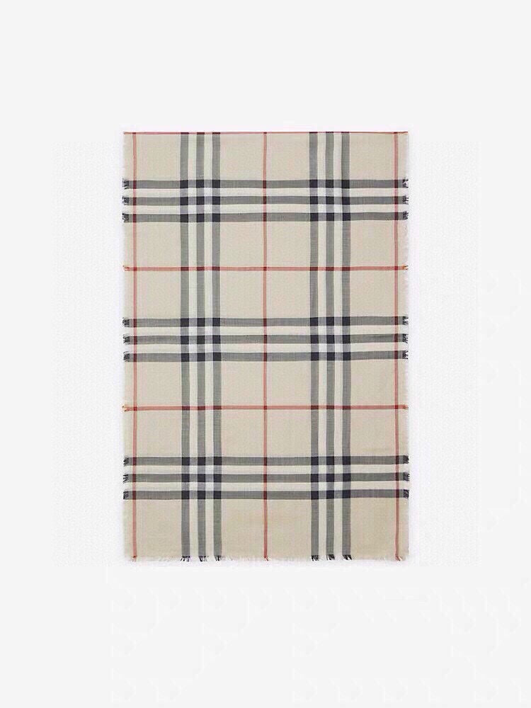 BURBERRY SCARF 200 CM IN BISQUE BEIGE MIX BLACK CASHMERE AND SILK 410307