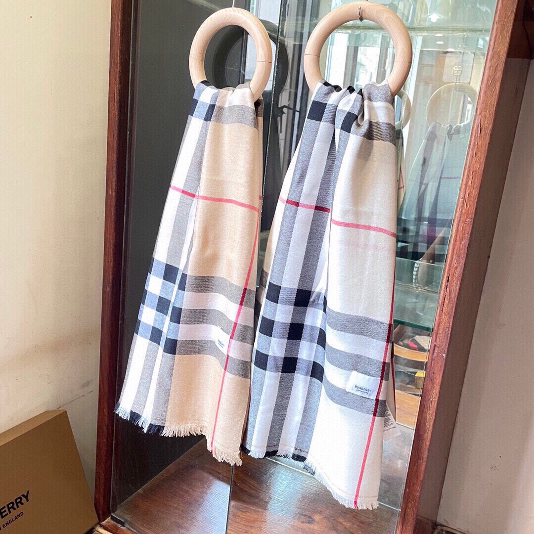 BURBERRY SCARF 200 CM IN BISQUE BEIGE MIX BLACK CASHMERE AND SILK 410307