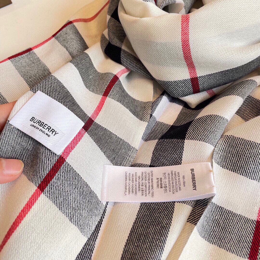 BURBERRY SCARF 200 CM IN BISQUE BEIGE MIX BLACK CASHMERE AND SILK 410307