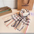 BURBERRY SCARF 200 CM IN BISQUE BEIGE MIX BLACK CASHMERE AND SILK 410307