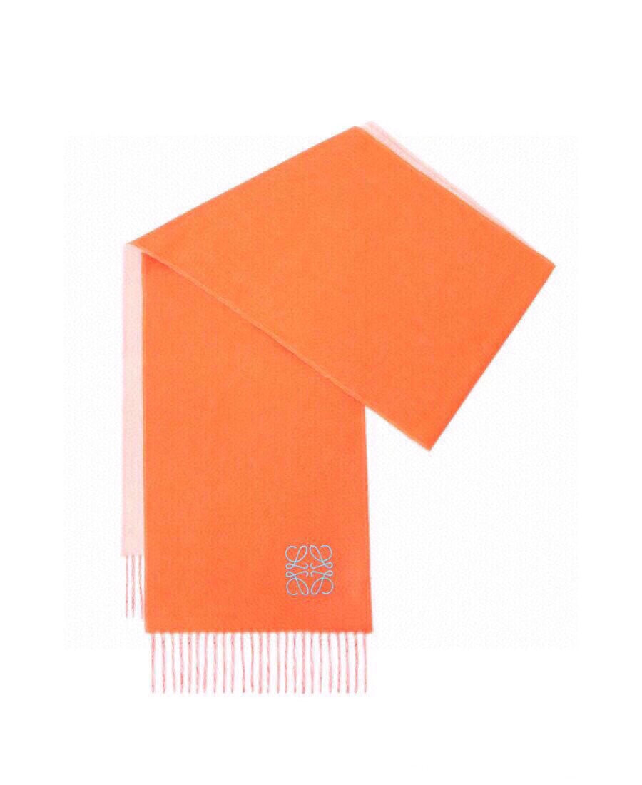 LOEWE SCARF 180 CM IN CARROT ORANGE AND LIGHT PINK WOOL AND CASHMERE 411792