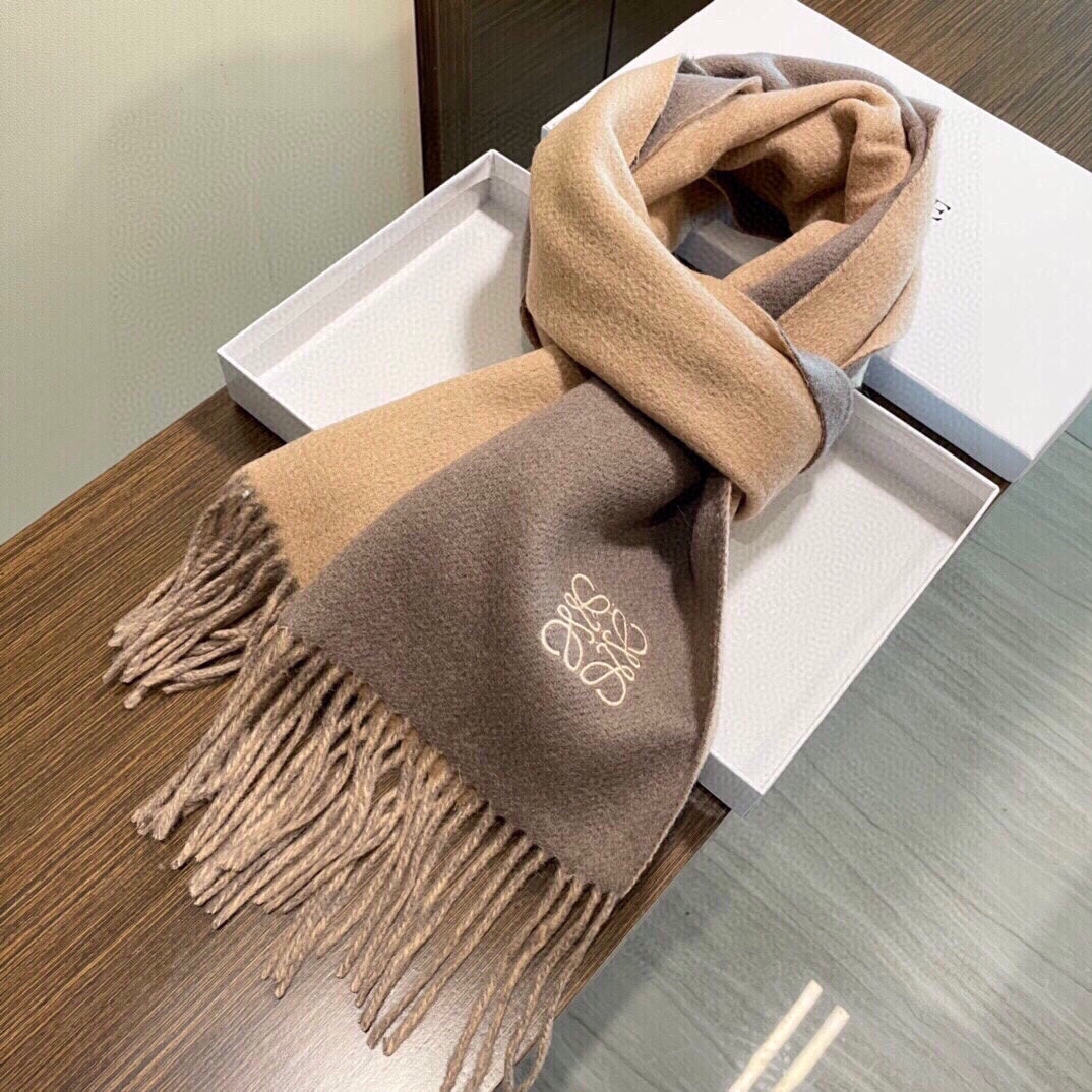 LOEWE SCARF 180 CM IN DESERT SAND AND TUSCAN BEIGE WOOL AND CASHMERE 411794