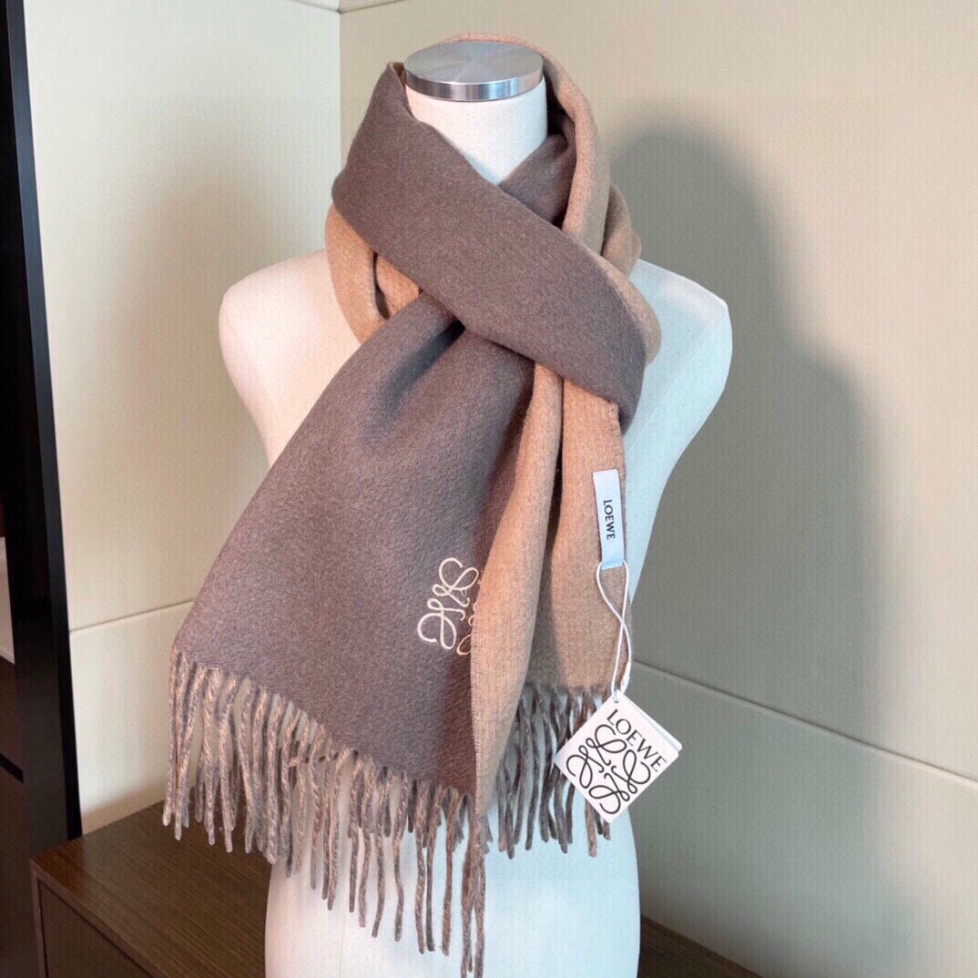 LOEWE SCARF 180 CM IN DESERT SAND AND TUSCAN BEIGE WOOL AND CASHMERE 411794