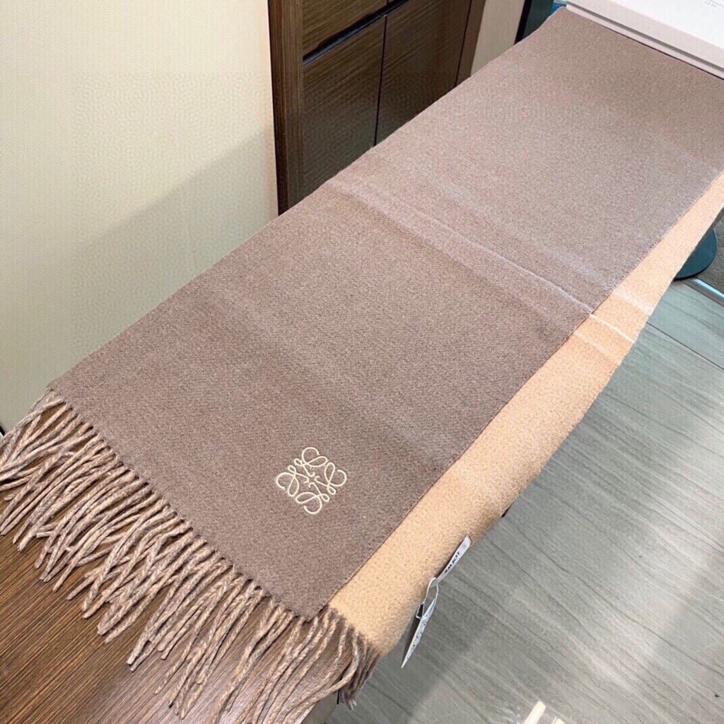 LOEWE SCARF 180 CM IN DESERT SAND AND TUSCAN BEIGE WOOL AND CASHMERE 411794