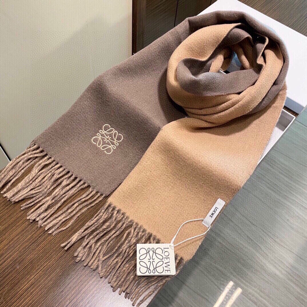 LOEWE SCARF 180 CM IN DESERT SAND AND TUSCAN BEIGE WOOL AND CASHMERE 411794