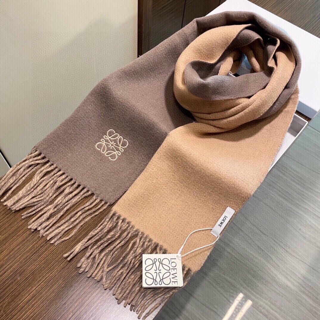 LOEWE SCARF 180 CM IN DESERT SAND AND TUSCAN BEIGE WOOL AND CASHMERE 411794