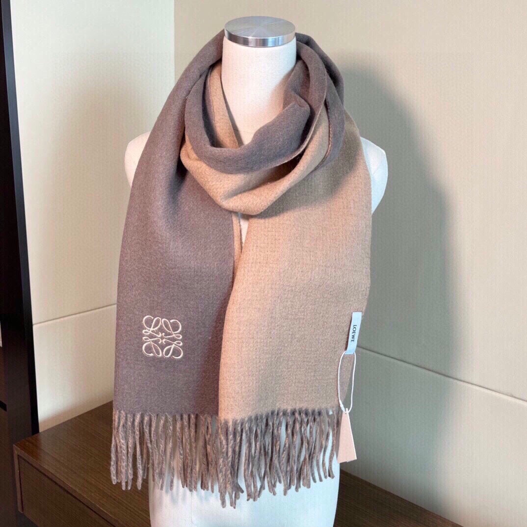 LOEWE SCARF 180 CM IN DESERT SAND AND TUSCAN BEIGE WOOL AND CASHMERE 411794