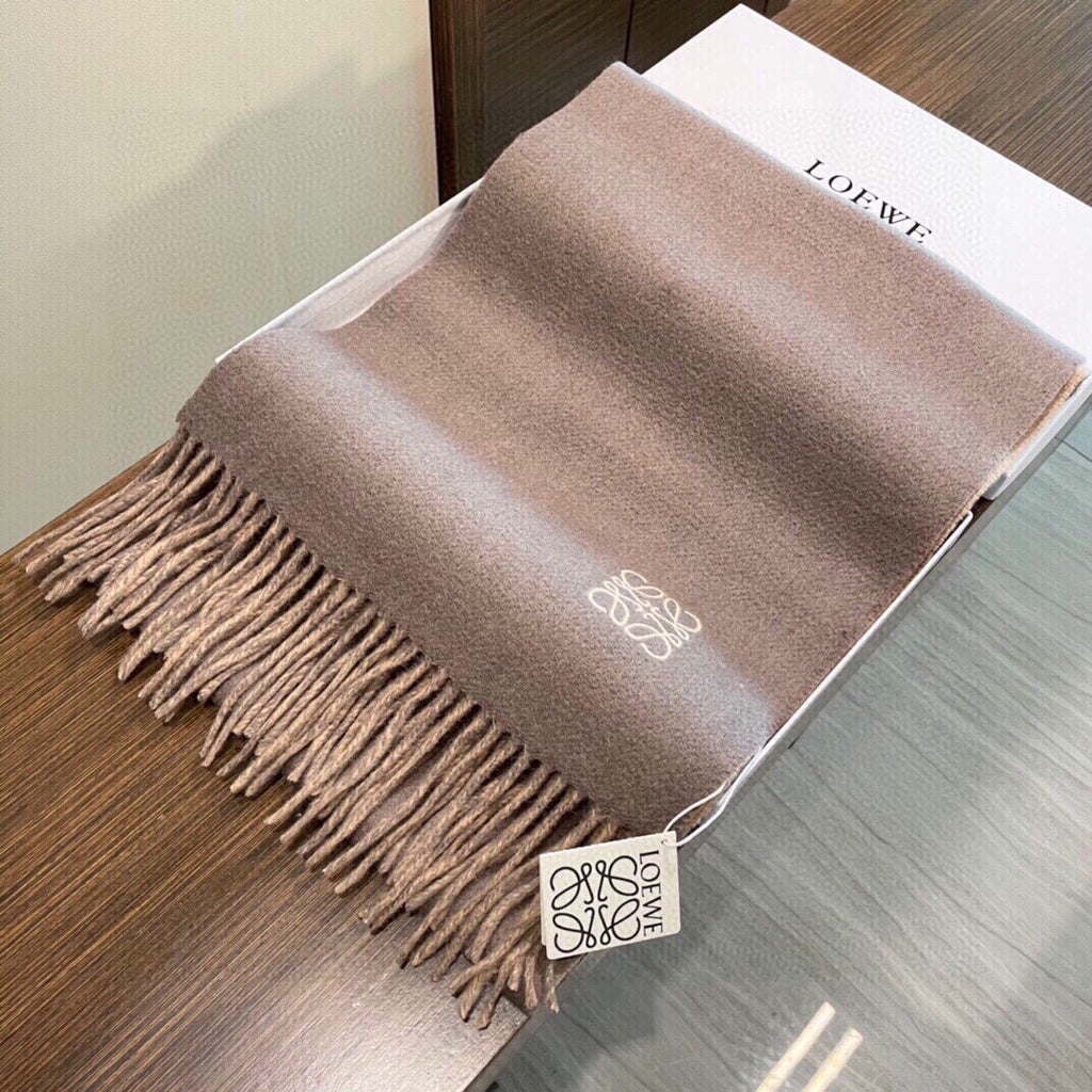 LOEWE SCARF 180 CM IN DESERT SAND AND TUSCAN BEIGE WOOL AND CASHMERE 411794