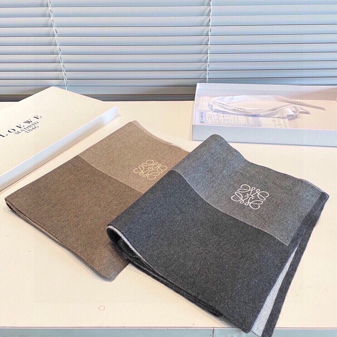 LOEWE SCARF 180 CM IN BLACK MIX GRAY CASHMERE 413838
