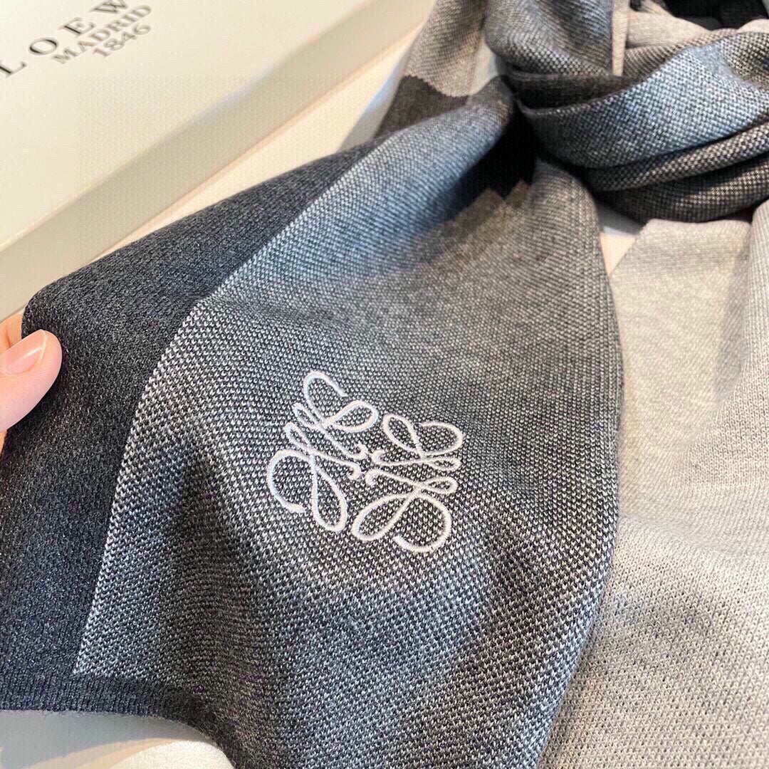 LOEWE SCARF 180 CM IN BLACK MIX GRAY CASHMERE 413838