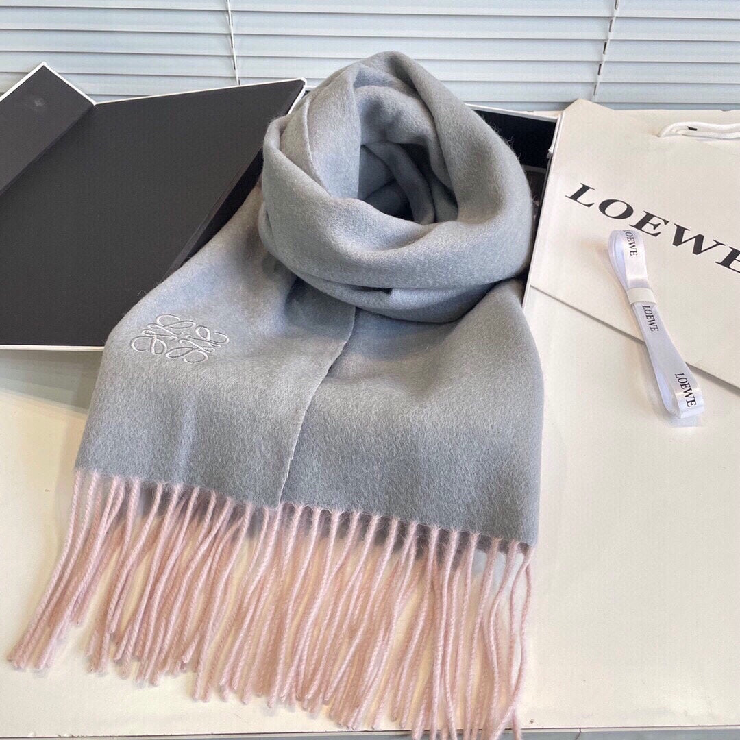 LOEWE SCARF 190 CM IN PALE GRAY LAMBSWOOL 413840