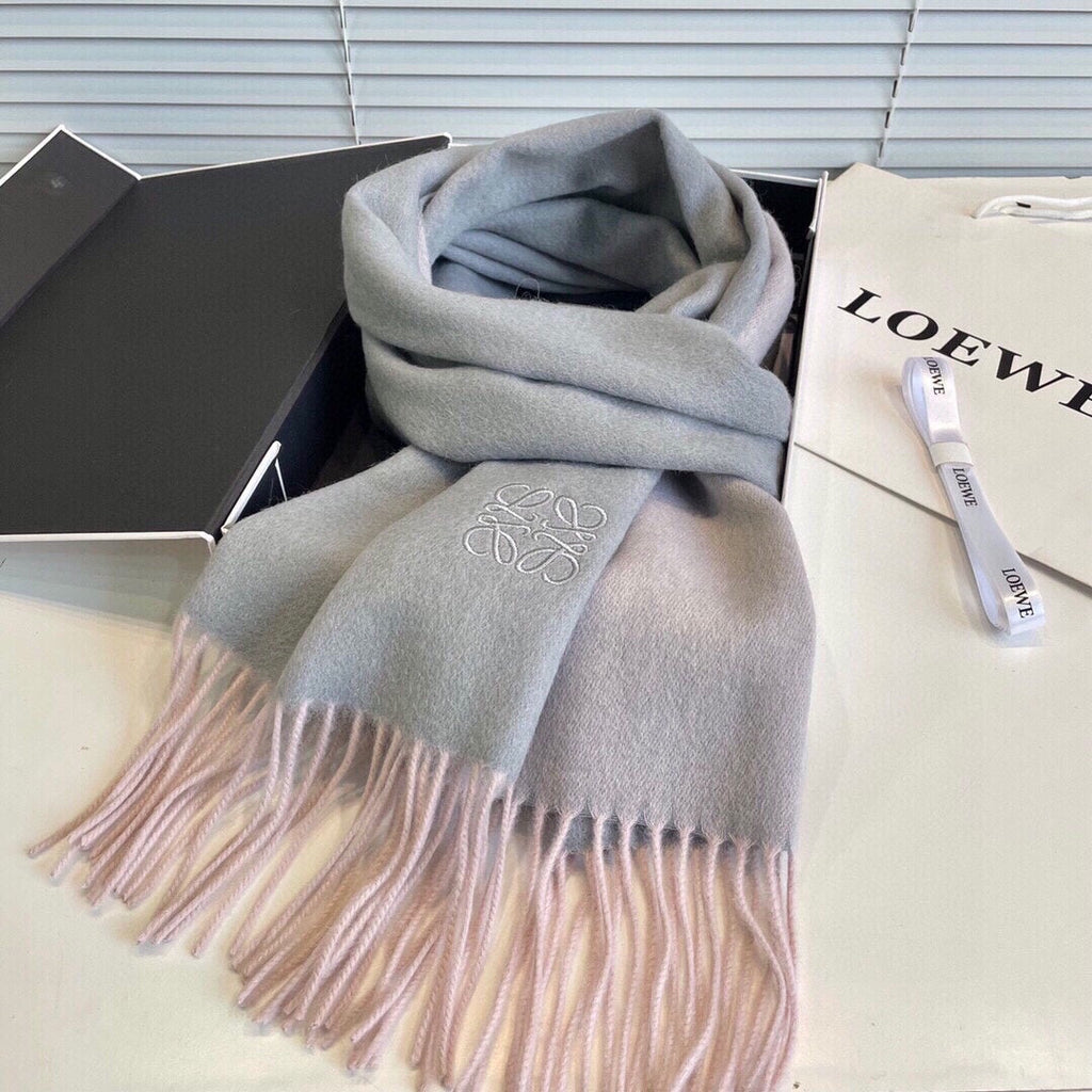 LOEWE SCARF 190 CM IN PALE GRAY LAMBSWOOL 413840