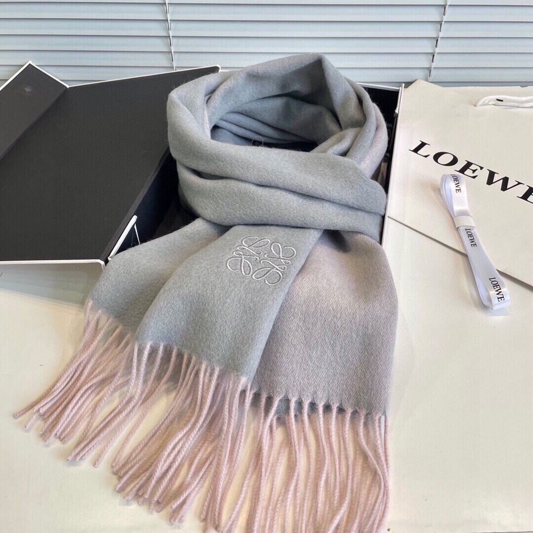 LOEWE SCARF 190 CM IN PALE GRAY LAMBSWOOL 413840