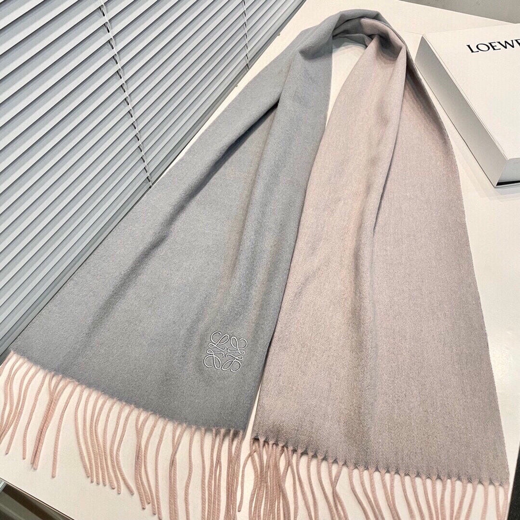 LOEWE SCARF 190 CM IN PALE GRAY LAMBSWOOL 413840