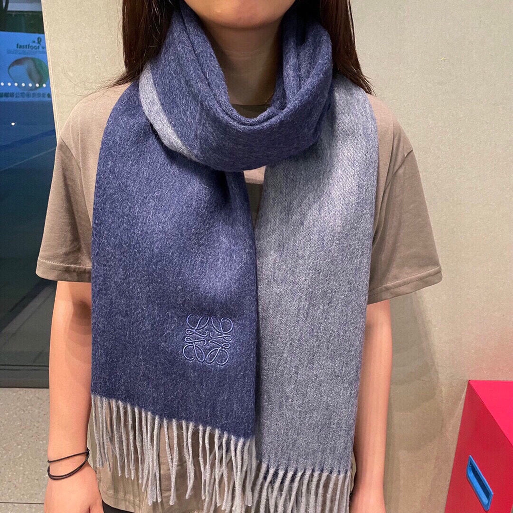 LOEWE SCARF 190 CM IN INDIGO BLUE LAMBSWOOL 413841