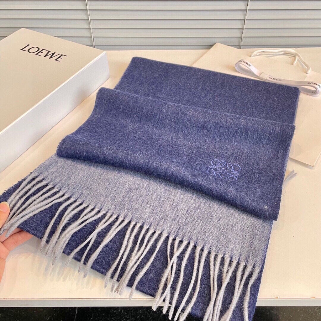 LOEWE SCARF 190 CM IN INDIGO BLUE LAMBSWOOL 413841