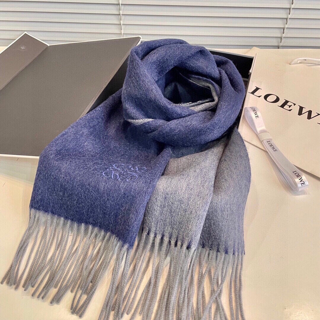 LOEWE SCARF 190 CM IN INDIGO BLUE LAMBSWOOL 413841