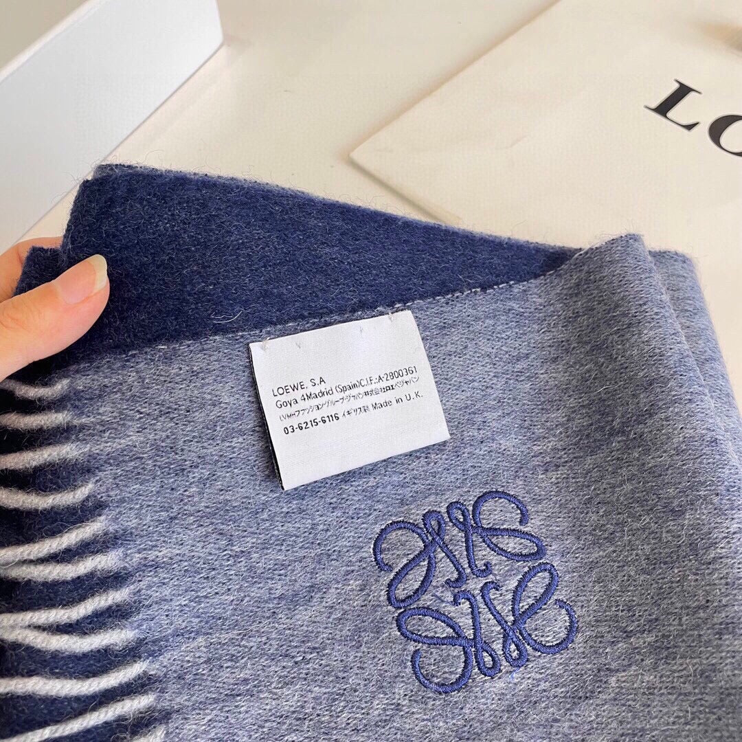 LOEWE SCARF 190 CM IN INDIGO BLUE LAMBSWOOL 413841