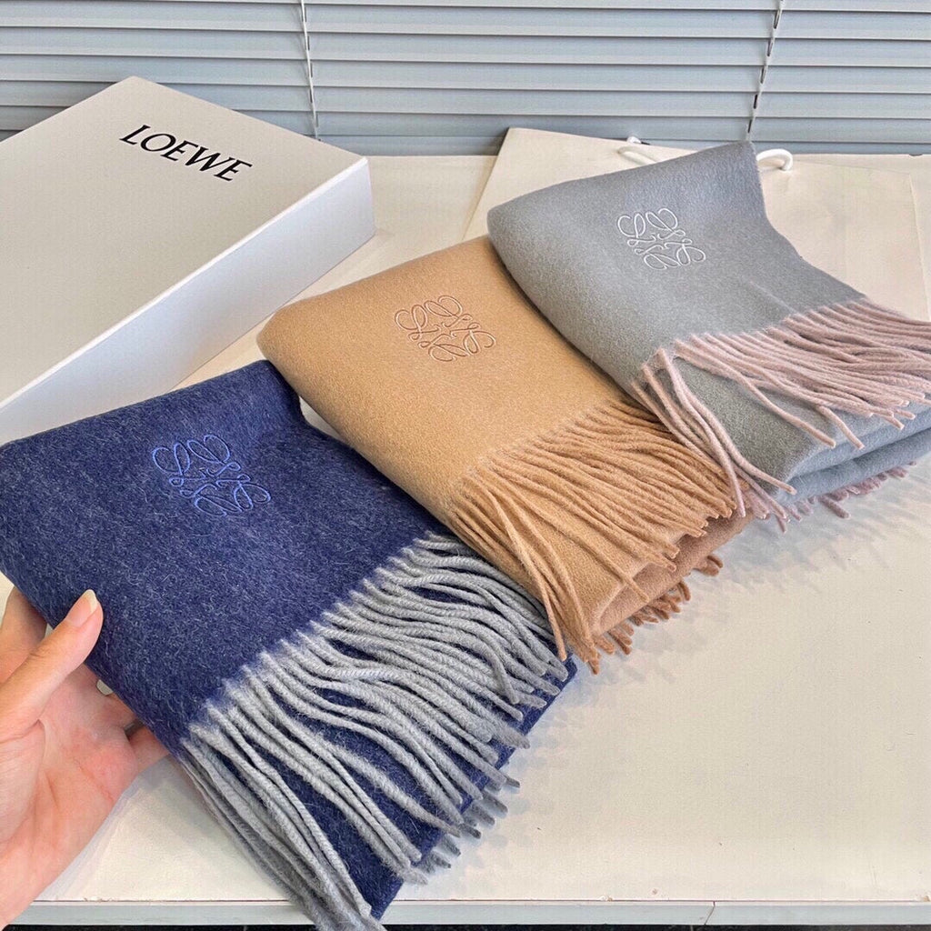 LOEWE SCARF 190 CM IN INDIGO BLUE LAMBSWOOL 413841