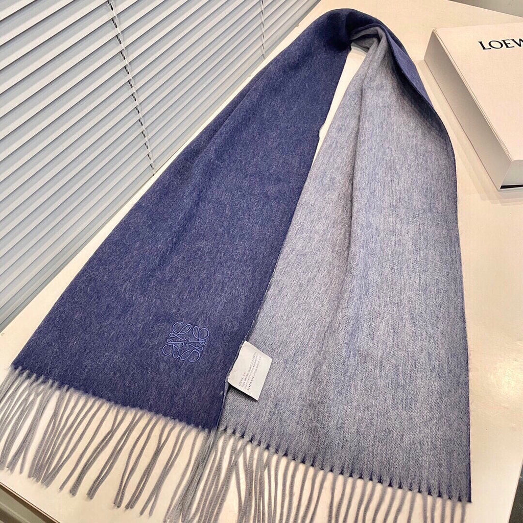LOEWE SCARF 190 CM IN INDIGO BLUE LAMBSWOOL 413841
