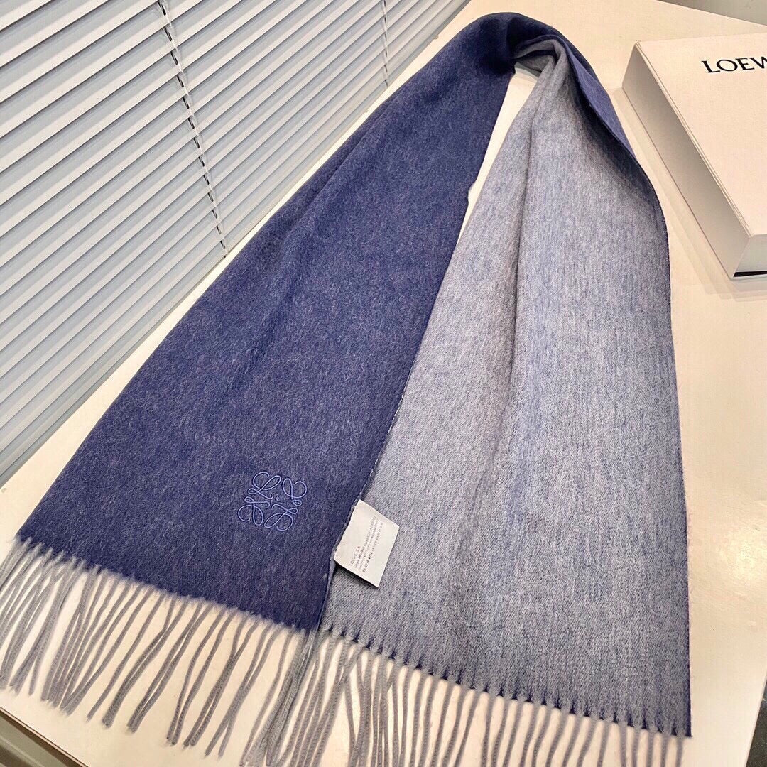 LOEWE SCARF 190 CM IN INDIGO BLUE LAMBSWOOL 413841