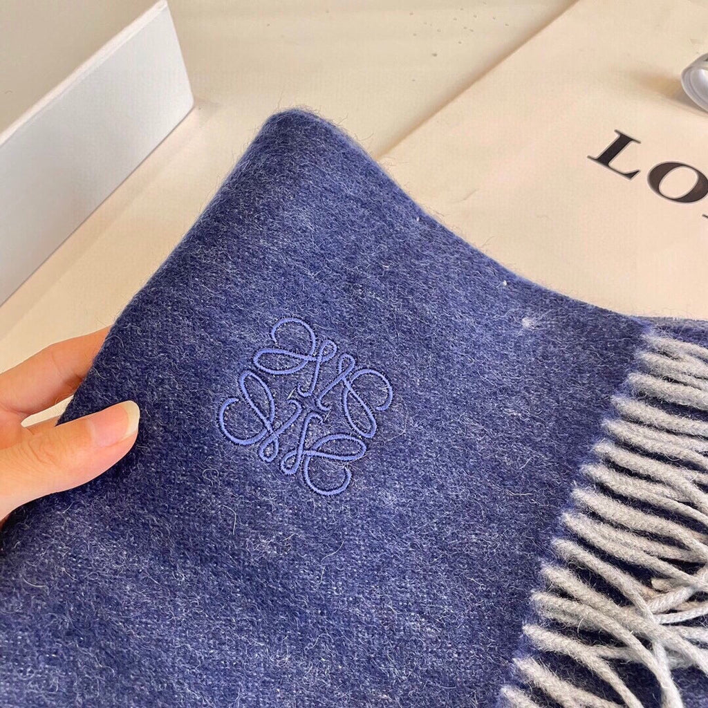 LOEWE SCARF 190 CM IN INDIGO BLUE LAMBSWOOL 413841