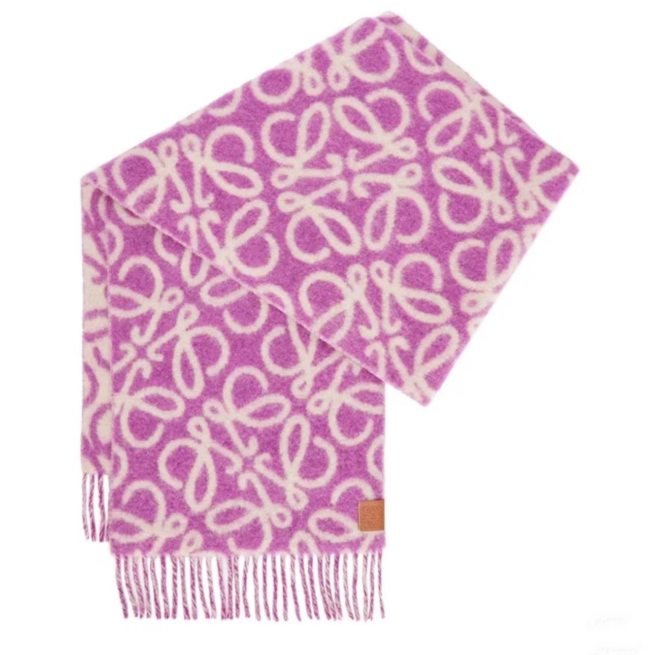 LOEWE SCARF 186 CM IN ORCHID PURPLE MIX BEIGE ALPACA AND WOOL 403821