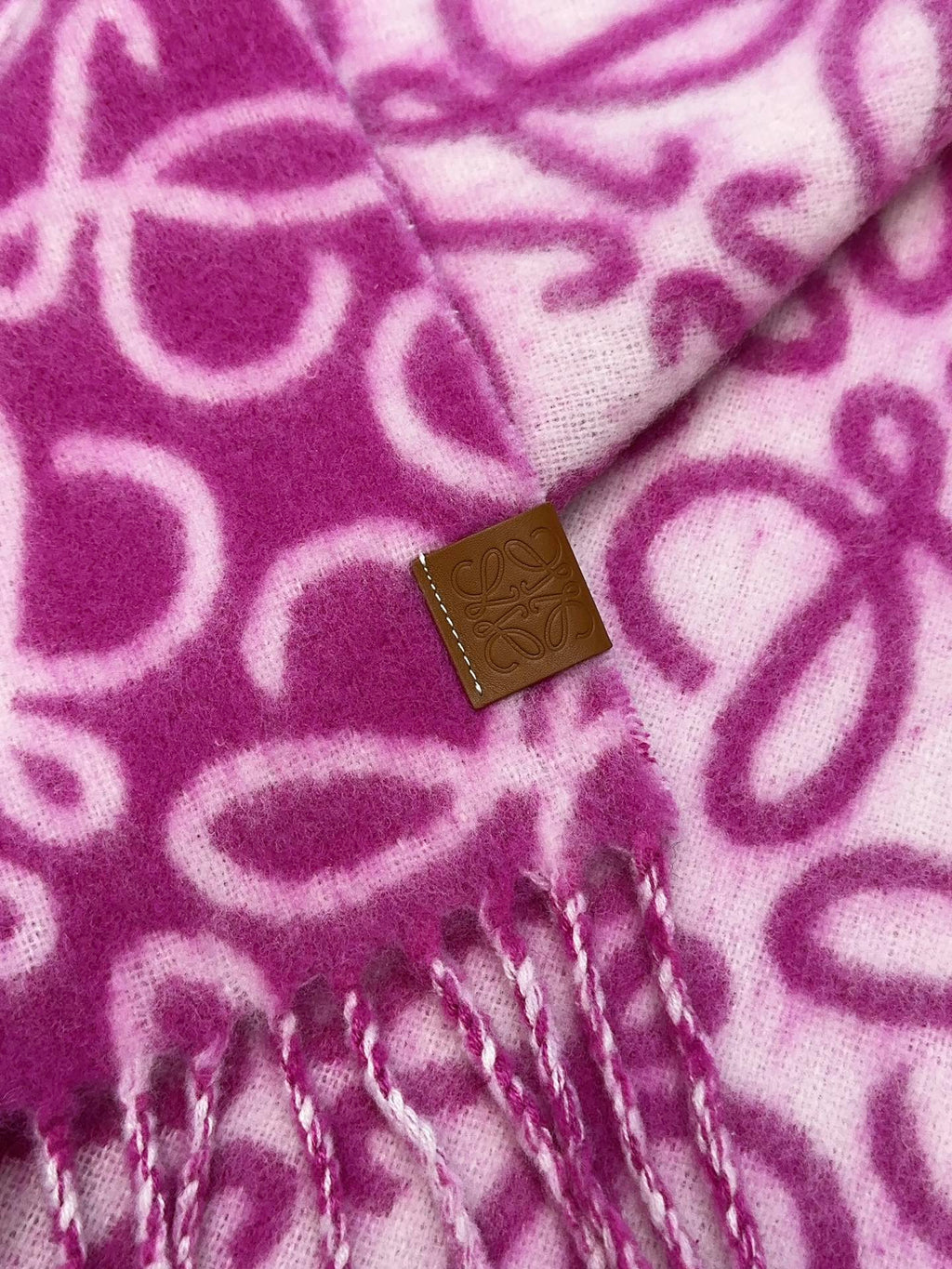 LOEWE SCARF 186 CM IN ORCHID PURPLE MIX BEIGE ALPACA AND WOOL 403821
