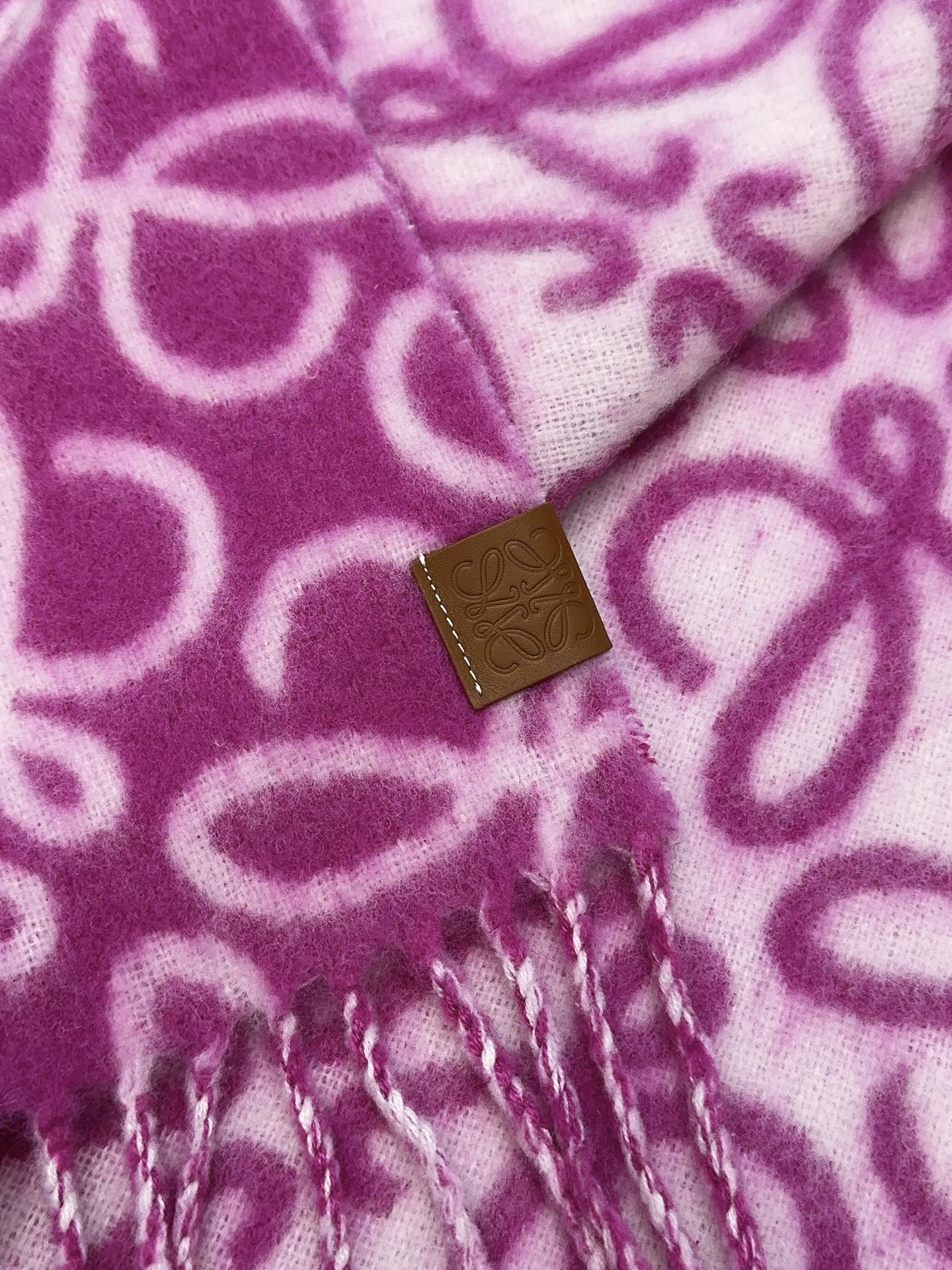 LOEWE SCARF 186 CM IN ORCHID PURPLE MIX BEIGE ALPACA AND WOOL 403821