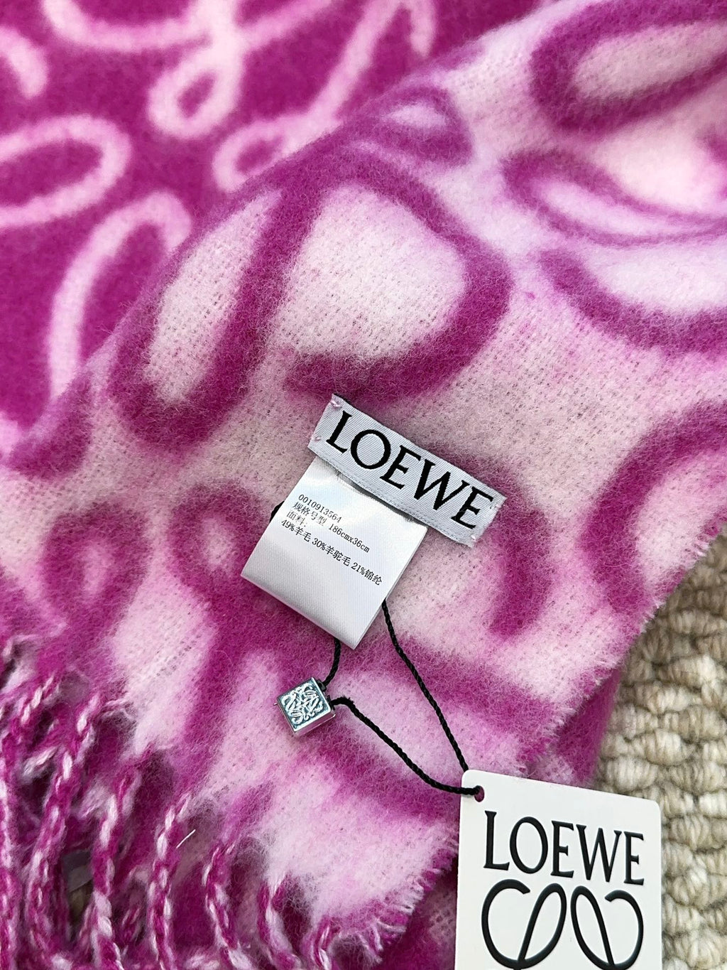 LOEWE SCARF 186 CM IN ORCHID PURPLE MIX BEIGE ALPACA AND WOOL 403821