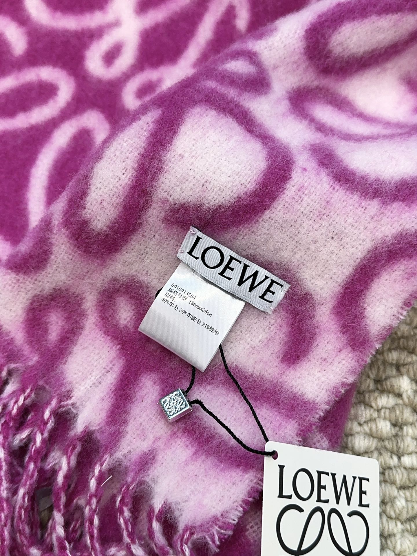 LOEWE SCARF 186 CM IN ORCHID PURPLE MIX BEIGE ALPACA AND WOOL 403821