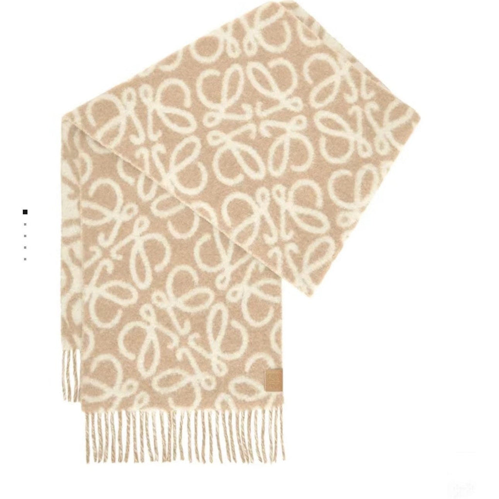 LOEWE SCARF 186 CM IN CAMEL BEIGE MIX WHITE ALPACA AND WOOL 403822