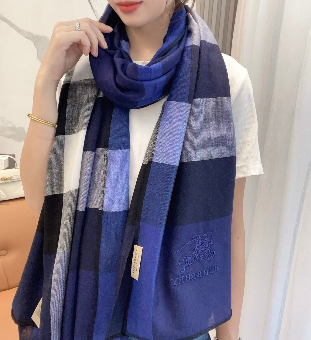 BURBERRY SCARF 200 CM IN NAVY BLUE CASHMERE 402263
