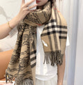 BURBERRY SCARF 210 CM IN CAMEL BEIGE MIX BLACK CASHMERE 408618