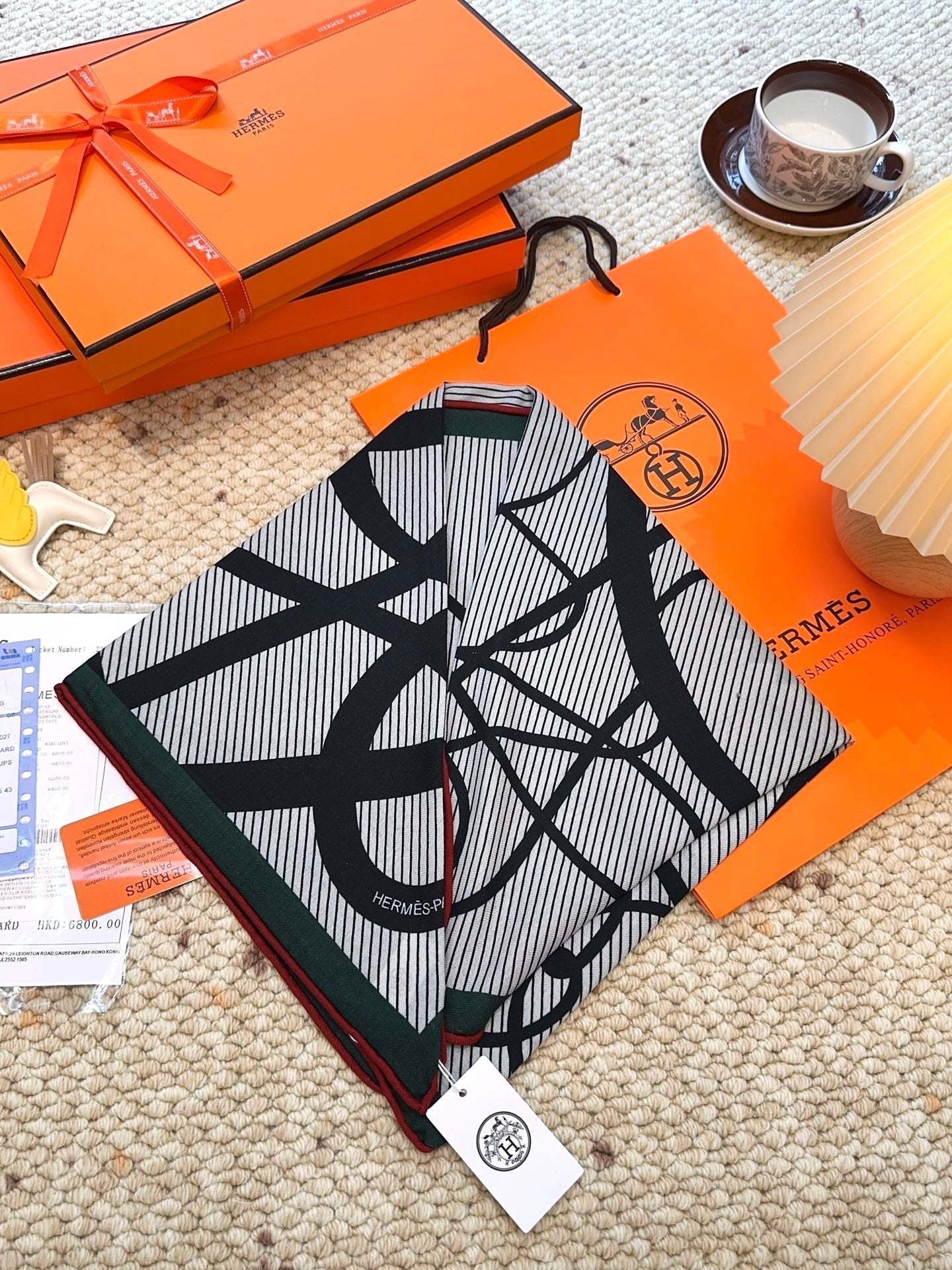 HERMES HERMES 25S SCARF 140 IN CASERE SILK 854530