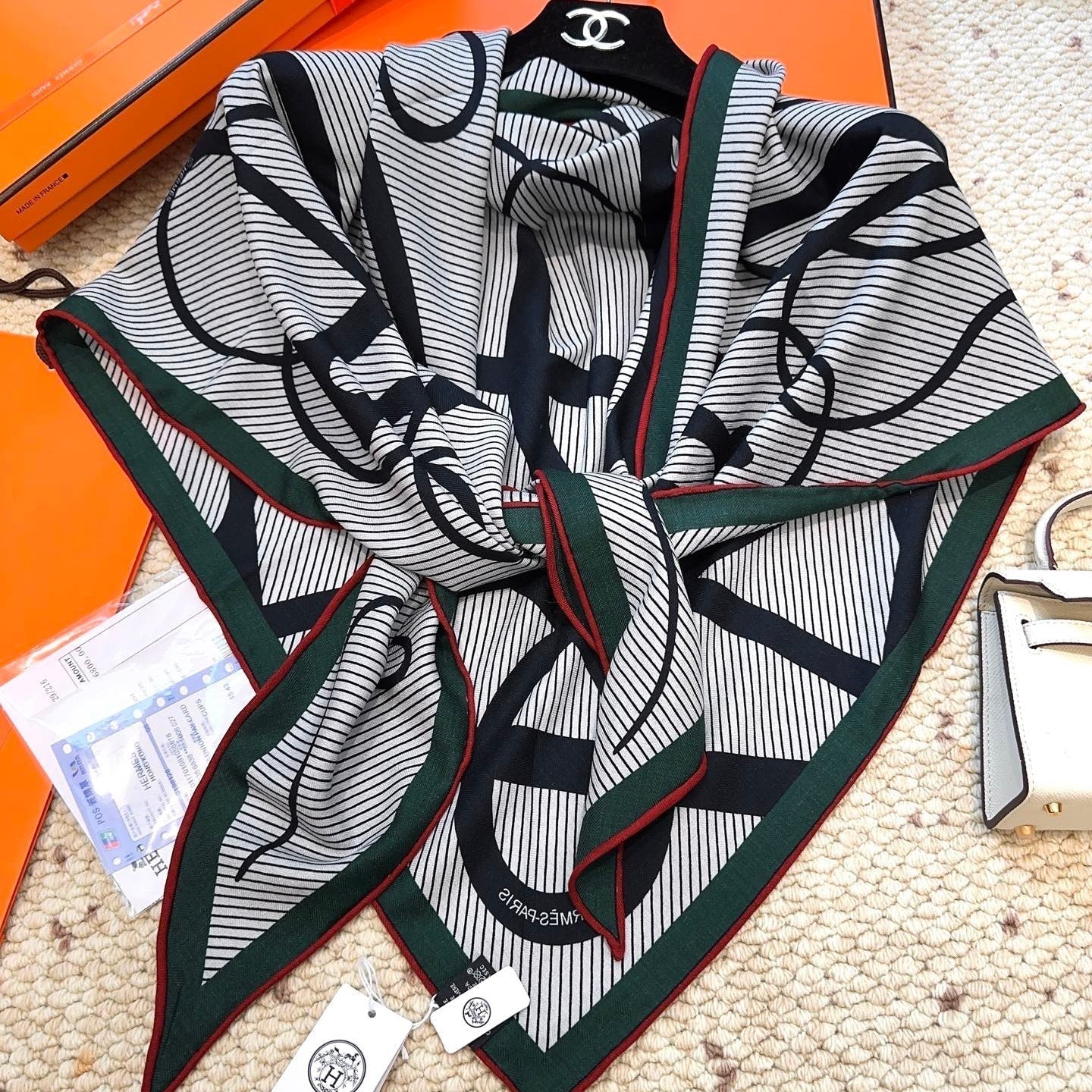 HERMES HERMES 25S SCARF 140 IN CASERE SILK 854530