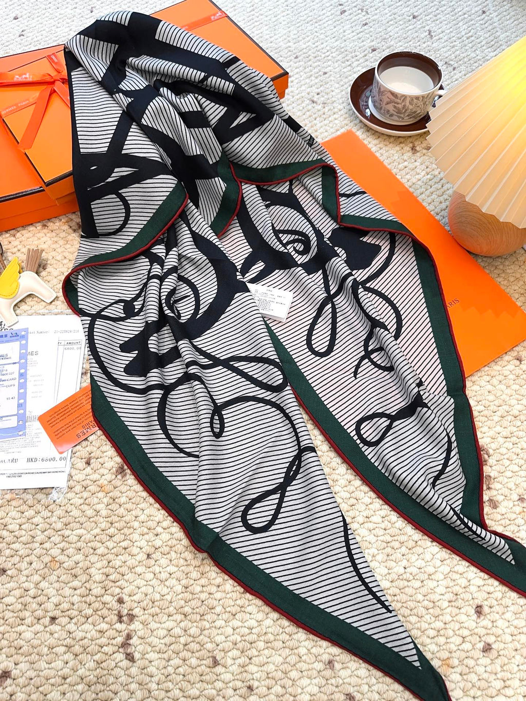 HERMES HERMES 25S SCARF 140 IN CASERE SILK 854530