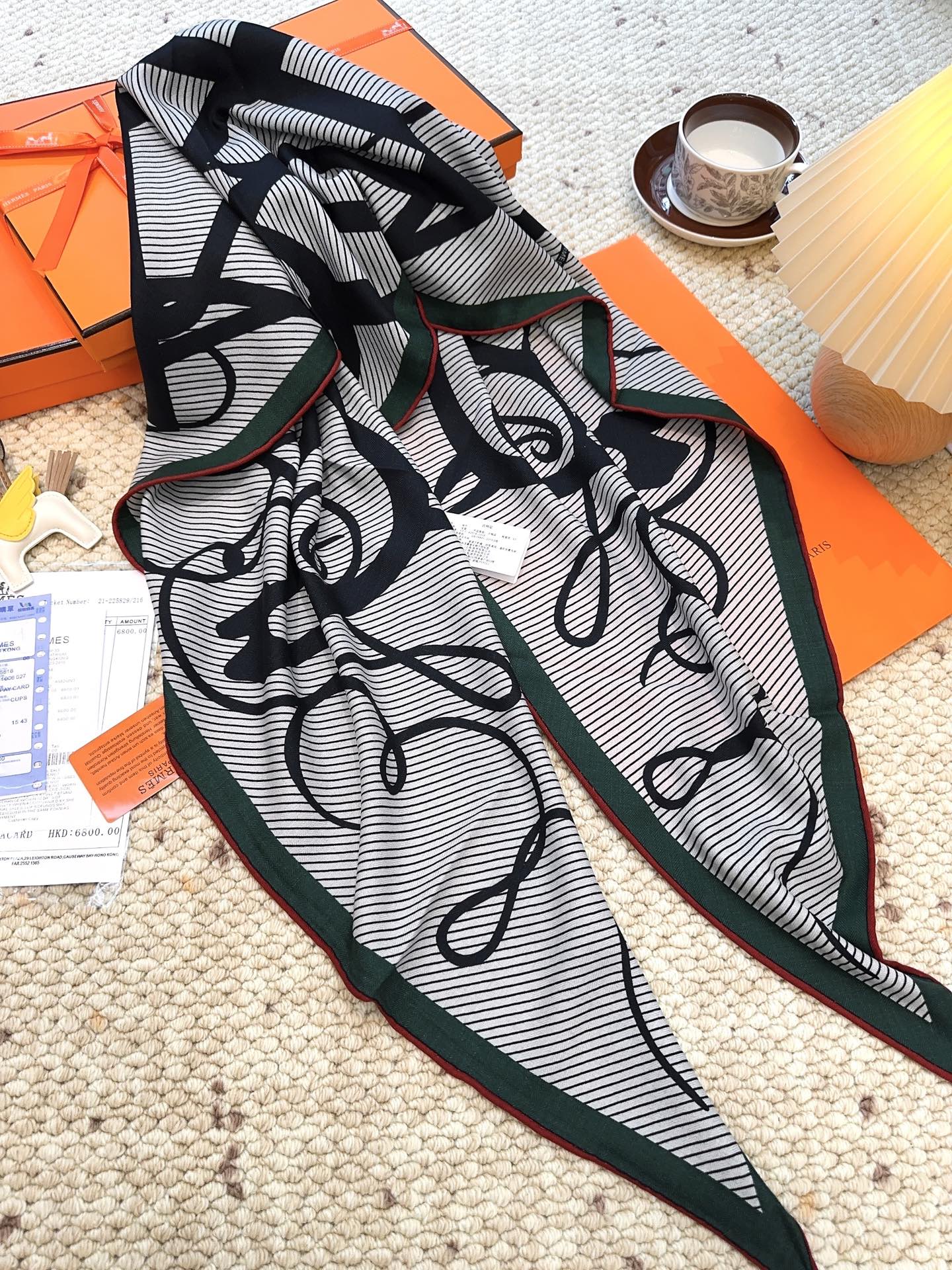 HERMES HERMES 25S SCARF 140 IN CASERE SILK 854530