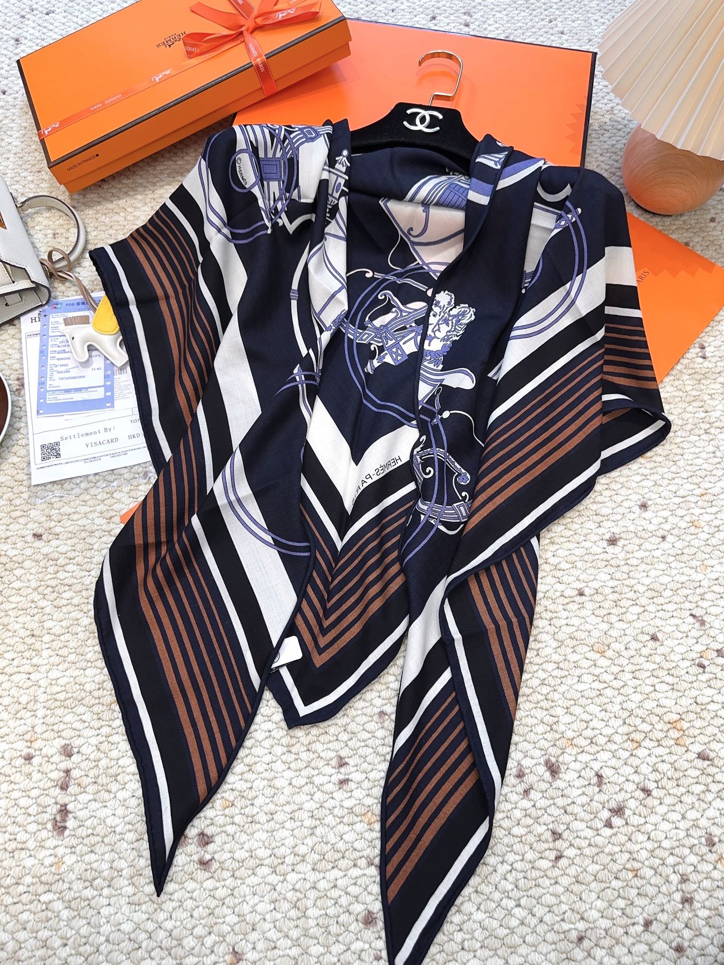 HERMES HERMES 25S SCARF 140 IN CASERE SILK 854528