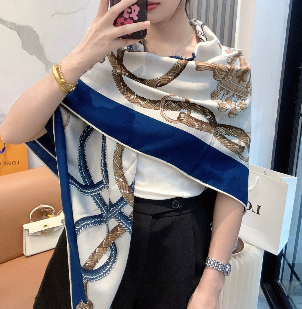 HERMES HERMES 25S SCARF 140 IN CASERE SILK 854537
