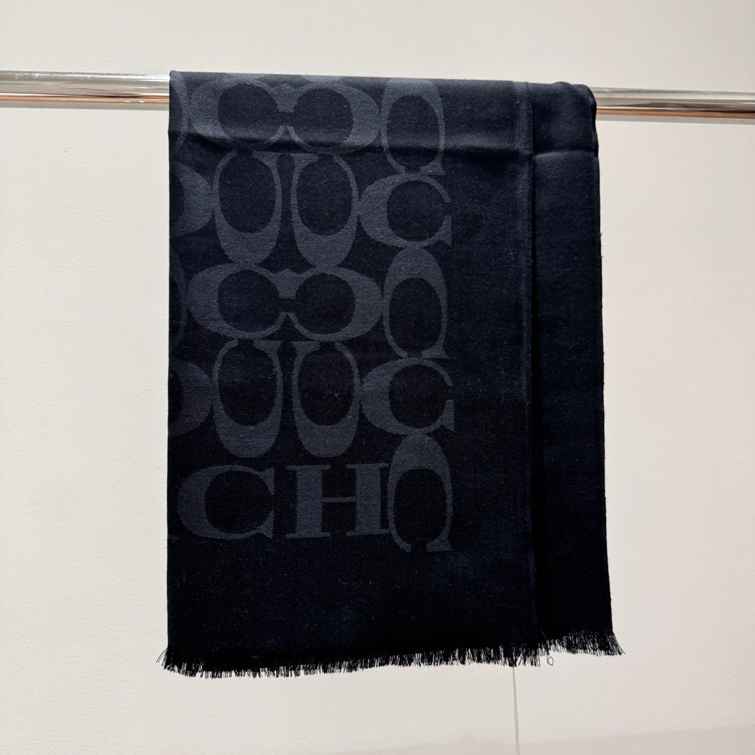 COACH LONG SCARF 195 CM IN BLACK CASHMERE 332742