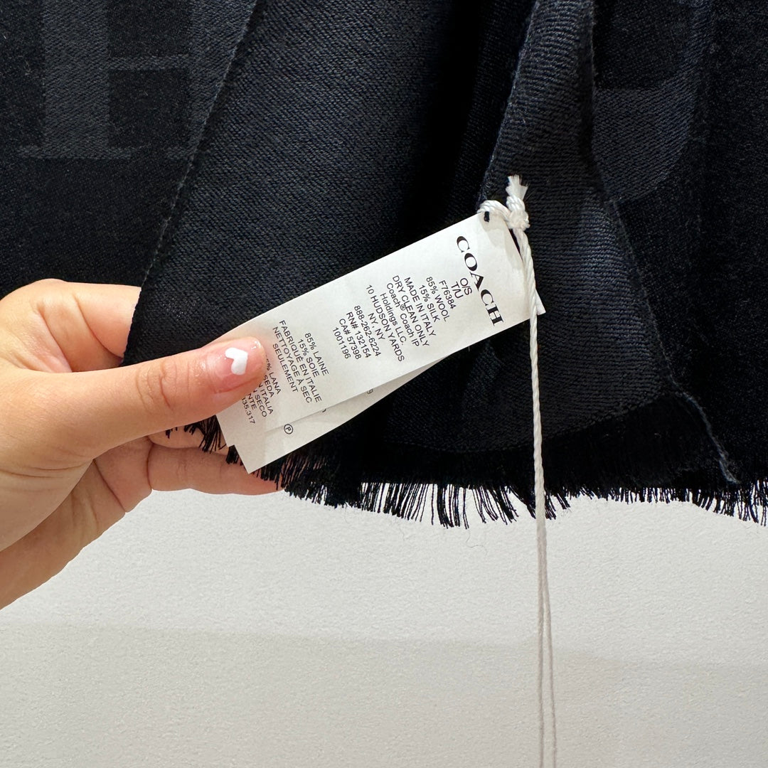 COACH LONG SCARF 195 CM IN BLACK CASHMERE 332742