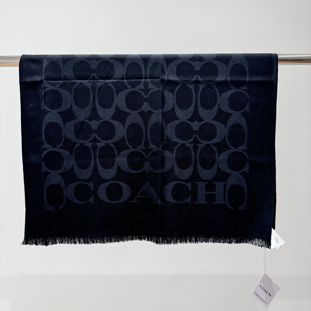 COACH LONG SCARF 195 CM IN BLACK CASHMERE 332742