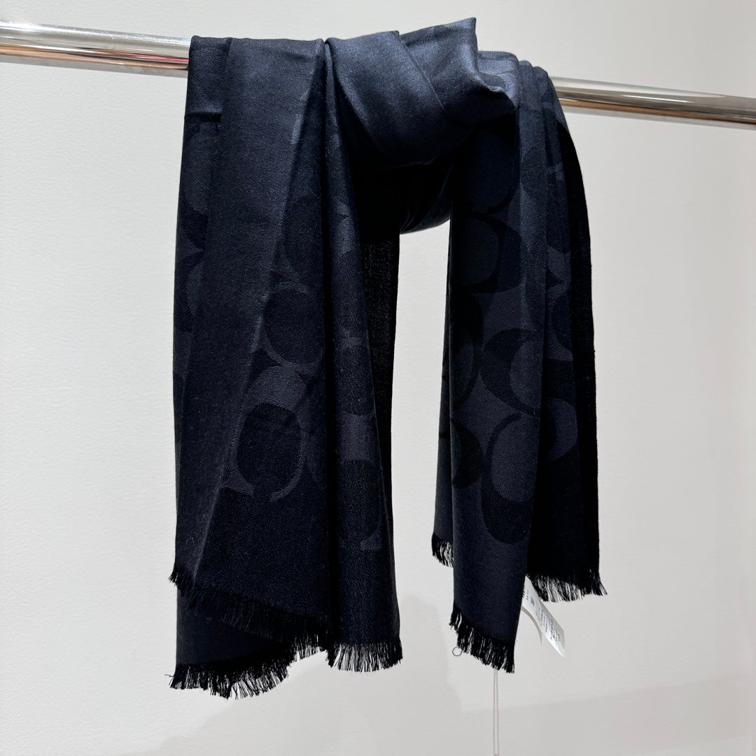 COACH LONG SCARF 195 CM IN BLACK CASHMERE 332742
