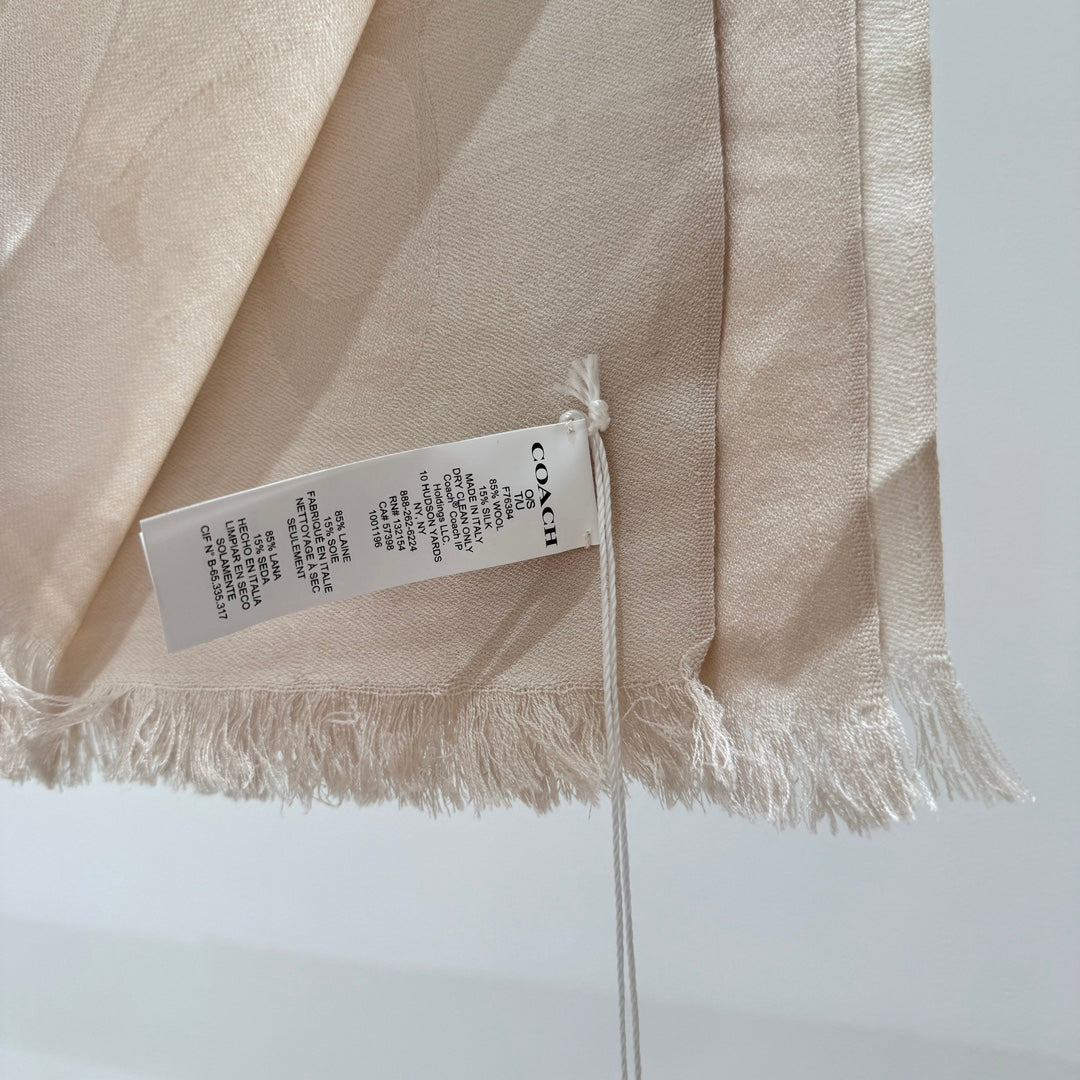 COACH LONG SCARF 195 CM IN BEIGE CASHMERE 332744